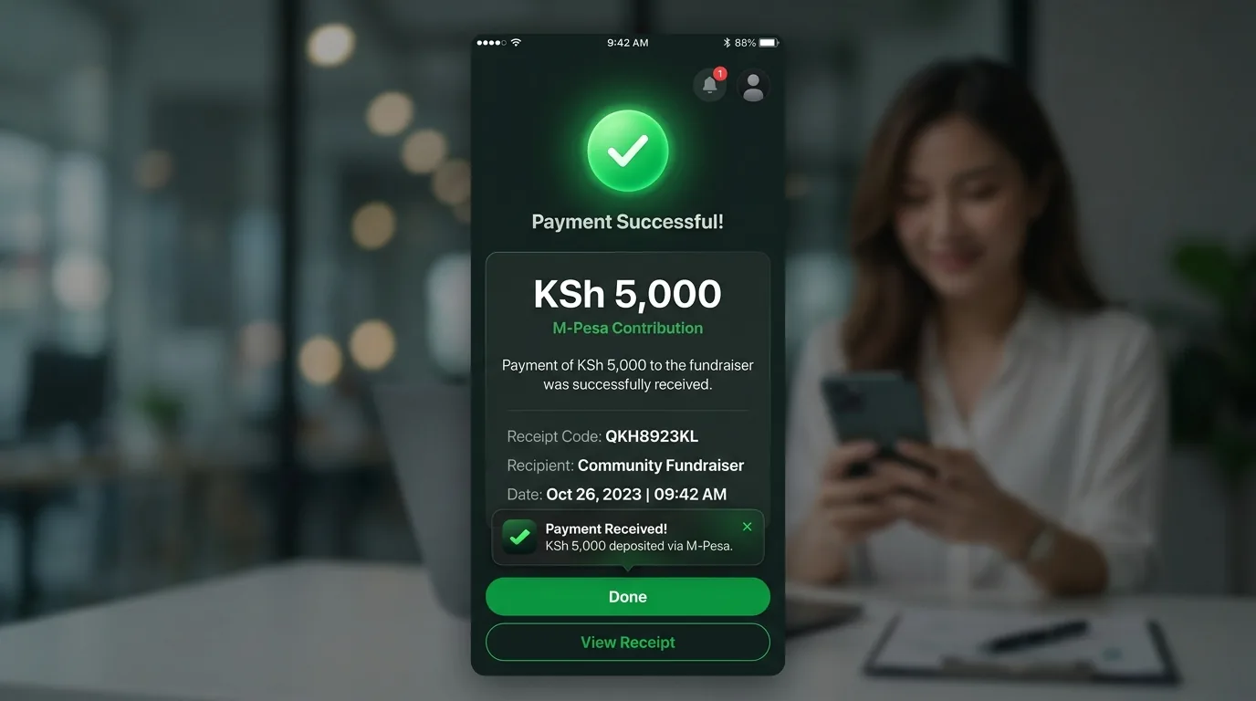 M-Pesa contribution confirmed inside SmartChama